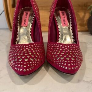 Betsey Johnson Pink and Gold Studded Heels